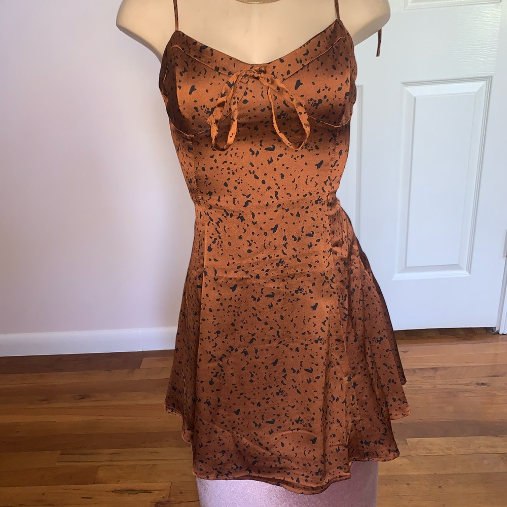 Bronze Satin design short skater dress